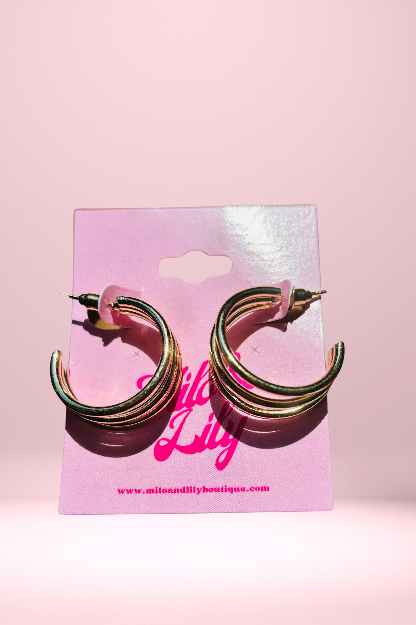 Triple Hoop Gold Earrings