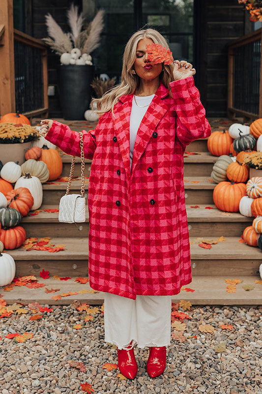 Pink & Red Houndstooth Coat