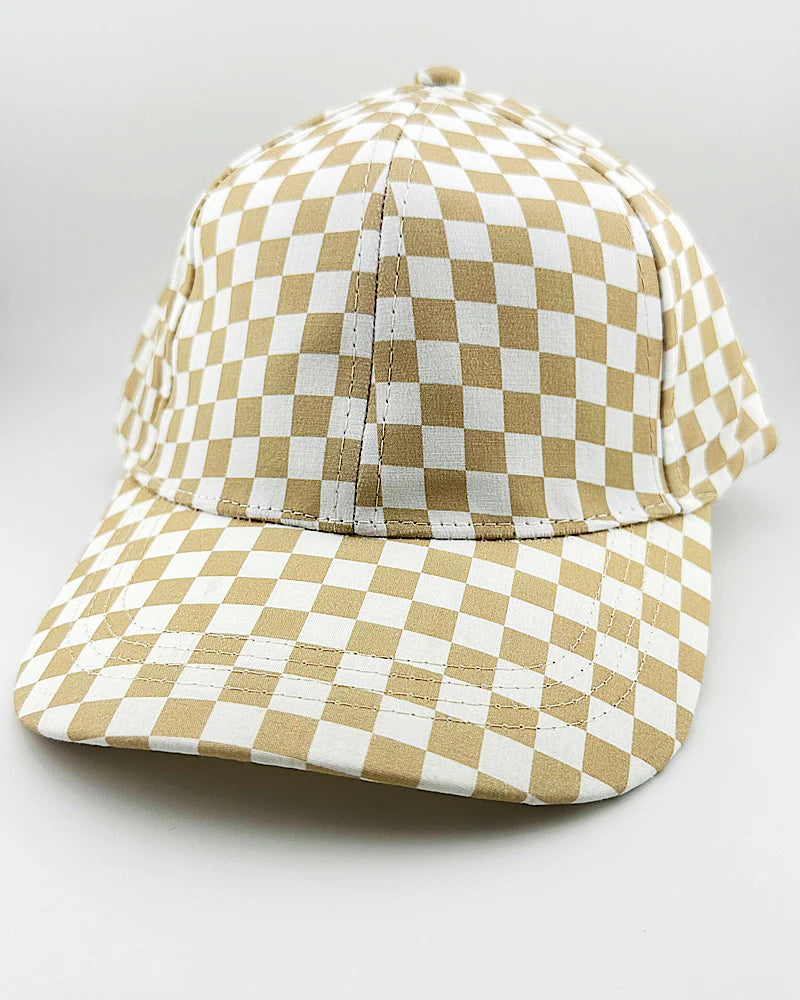 Plaid Checker Fashion Cap - Beige