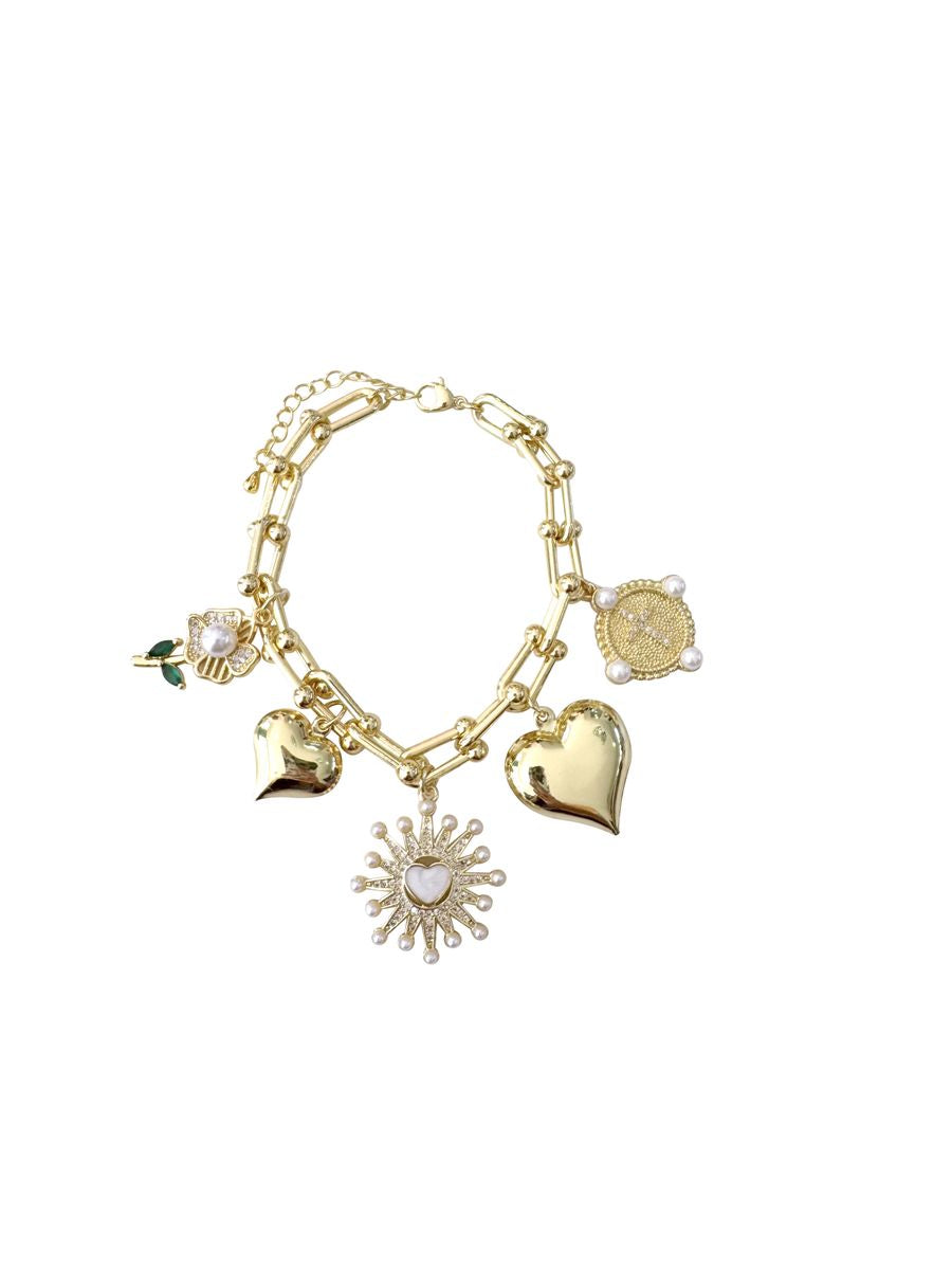 Gemelli Brooke Charm 18K Gold Plated Bracelet