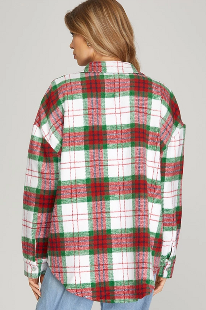 Holiday Festive Flannel Plaid Shacket