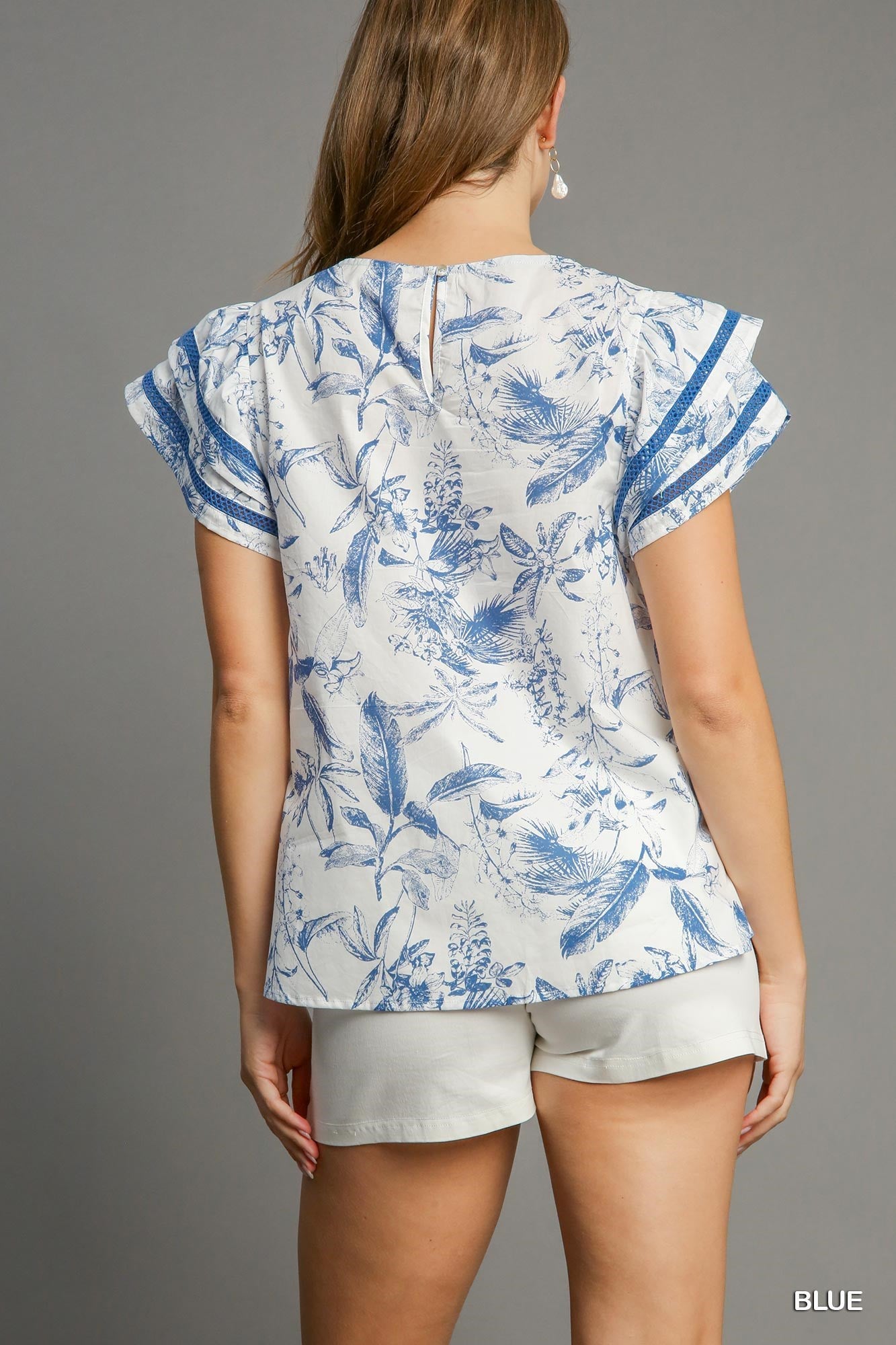 French Blue Toile Print Blouse