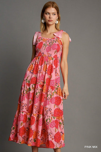 Where The Pink Petals Bloom Midi Dress