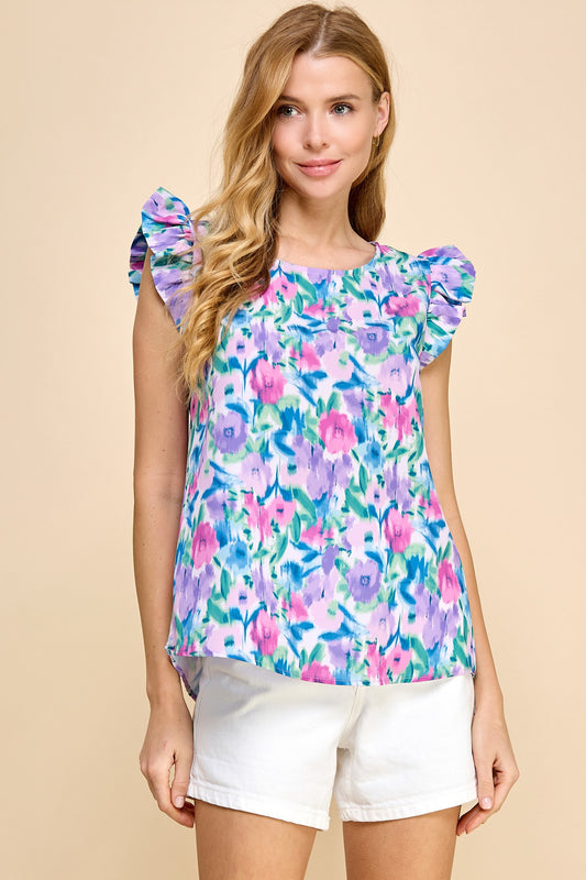 Orchid Floral Sleeveless Blouse