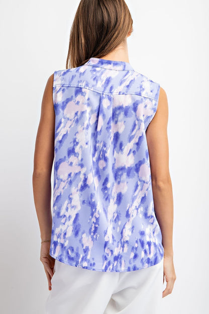 Head in the Clouds Periwinkle Printed Blouse