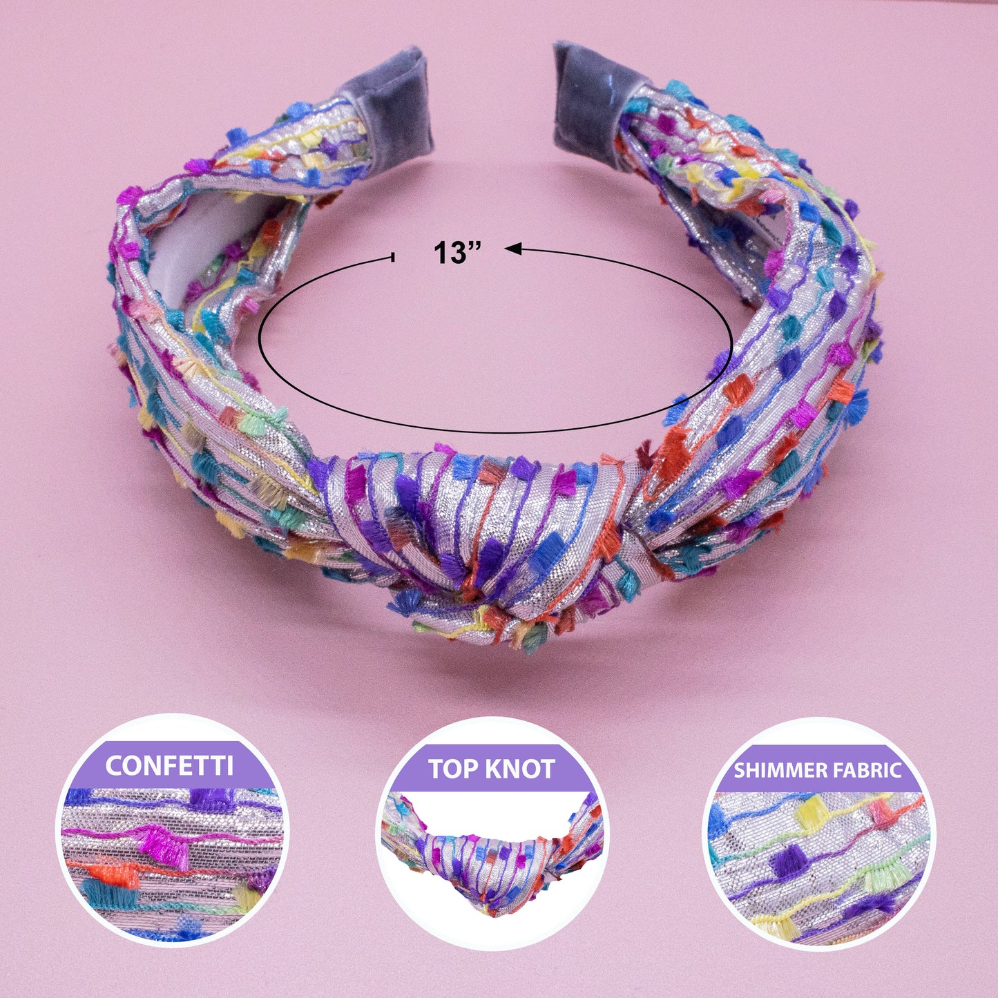 Kids Knot Headband - Confetti Silver