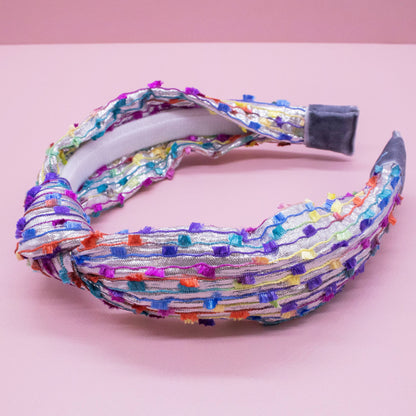 Kids Knot Headband - Confetti Silver