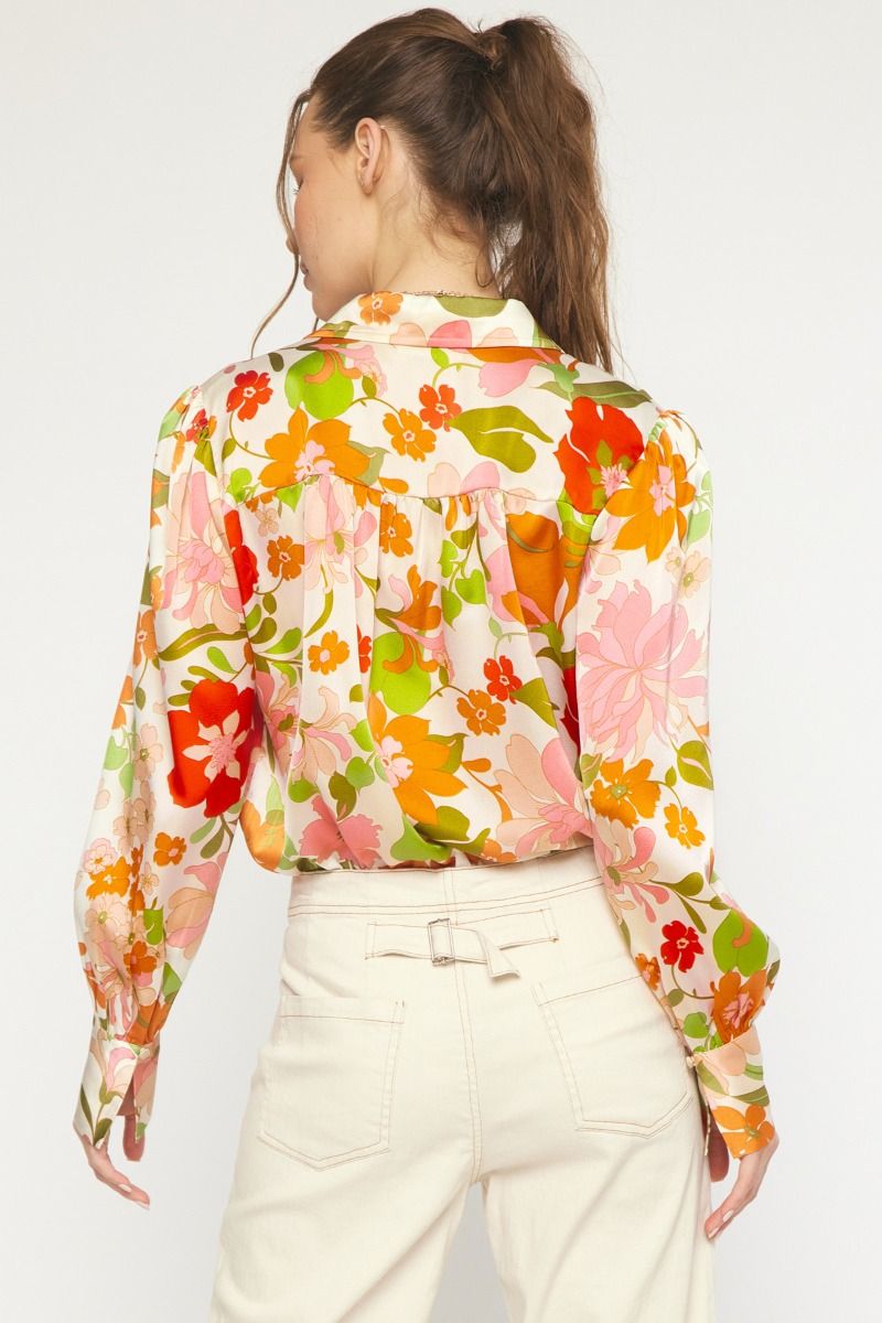 Retro Floral Collared Bodysuit