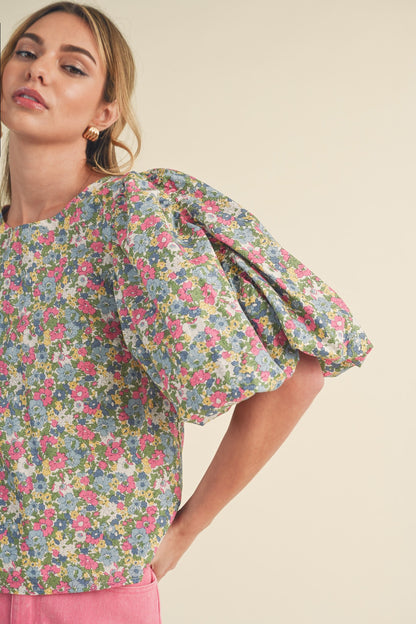 Millie Floral Bubble Sleeve Blouse