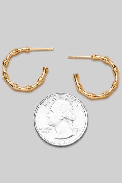 Gold Dipped Bamboo Hoop Earrings