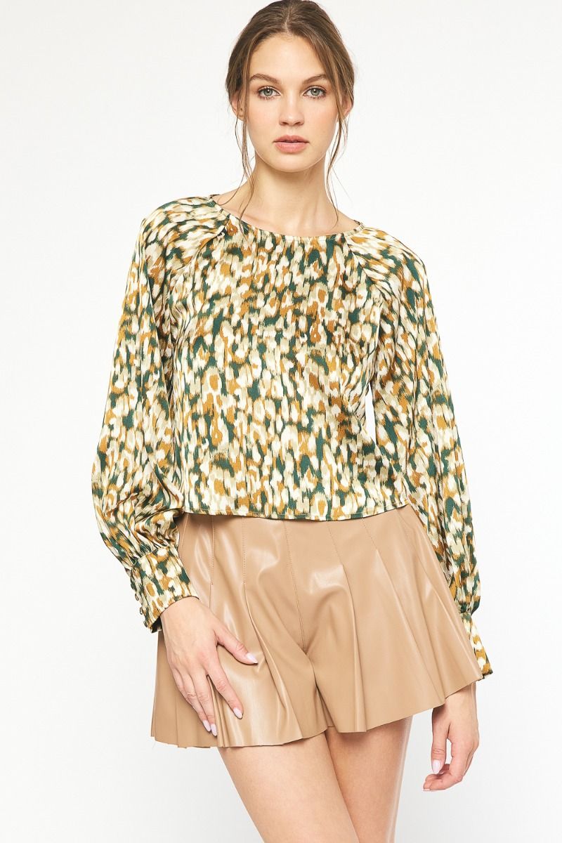 Hallie Hunter Green Print Blouse