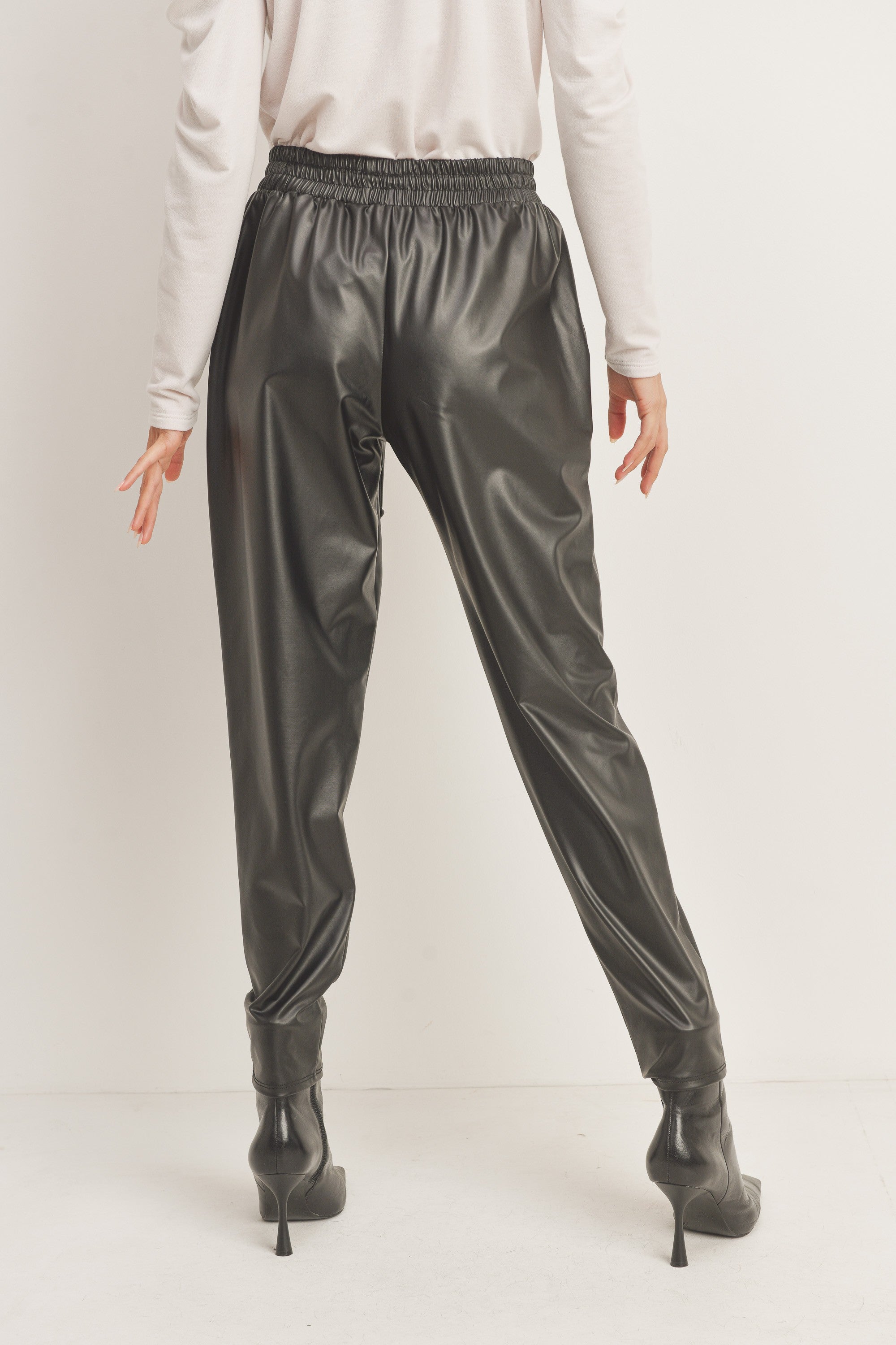 Tall faux leather discount joggers