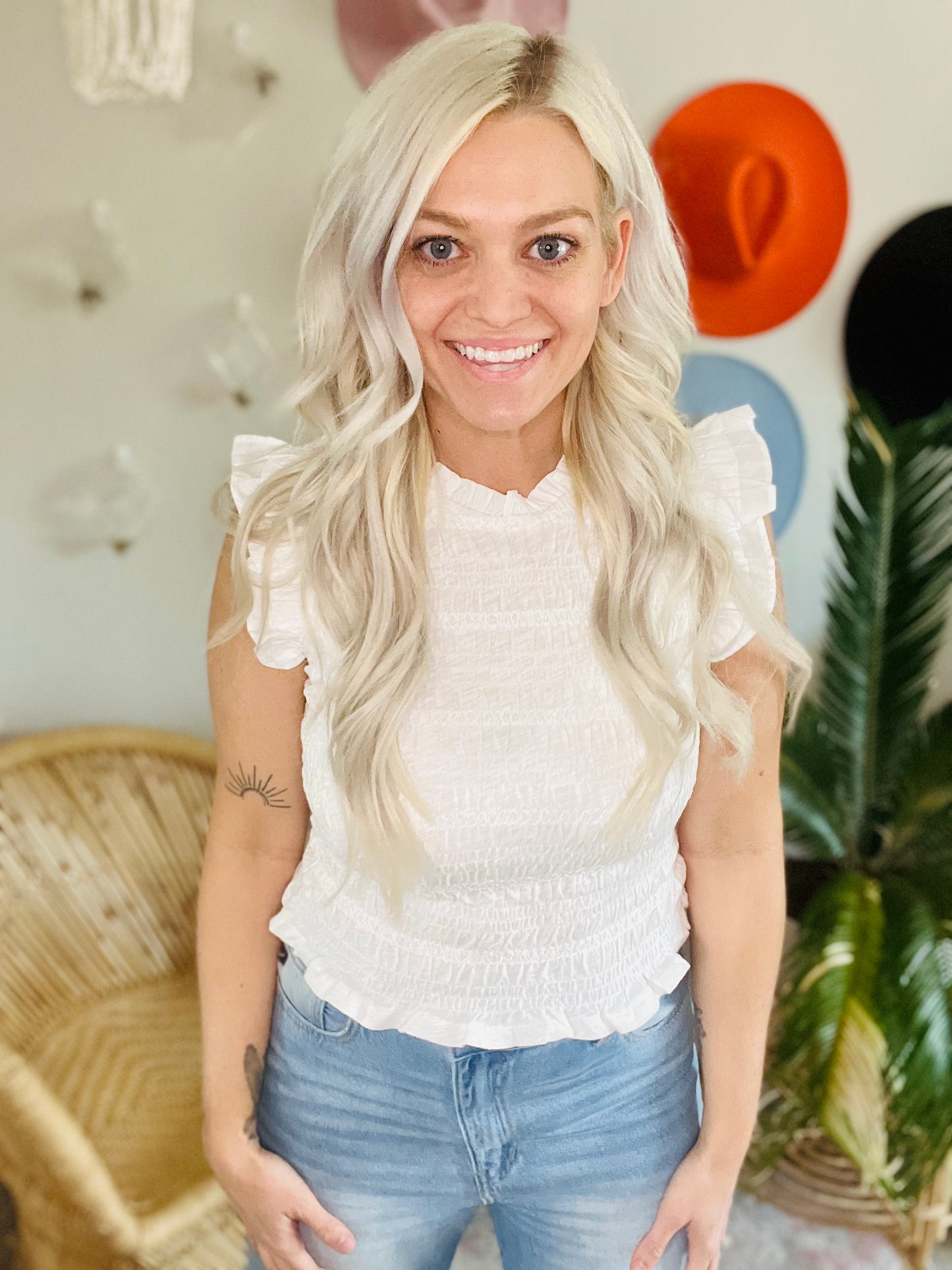 White Smock Crop Tank